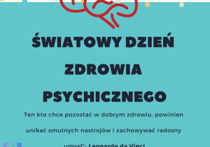 Po środku na górze znajduje się narysowany na czerwono mózg poniżej duży pogrubiony napis